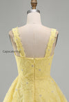 light-yellow-floral-a-line-beaded-bubble-short-homecoming-dress