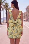 floral-pink-green-tight-boat-neck-short-homecoming-dress-with-bow