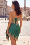 strapless-corset-ruched-short-sparkly-dark-green-appliqued-homecoming-dress-with-ruffles