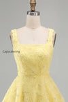 light-yellow-floral-a-line-beaded-bubble-short-homecoming-dress