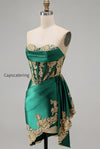 strapless-corset-ruched-short-sparkly-dark-green-appliqued-homecoming-dress-with-ruffles