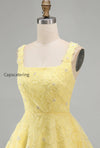 light-yellow-floral-a-line-beaded-bubble-short-homecoming-dress