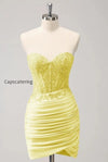 lilac-strapless-corset-pleated-tight-homecoming-dress-with-appliques