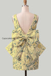 floral-pink-green-tight-boat-neck-short-homecoming-dress-with-bow