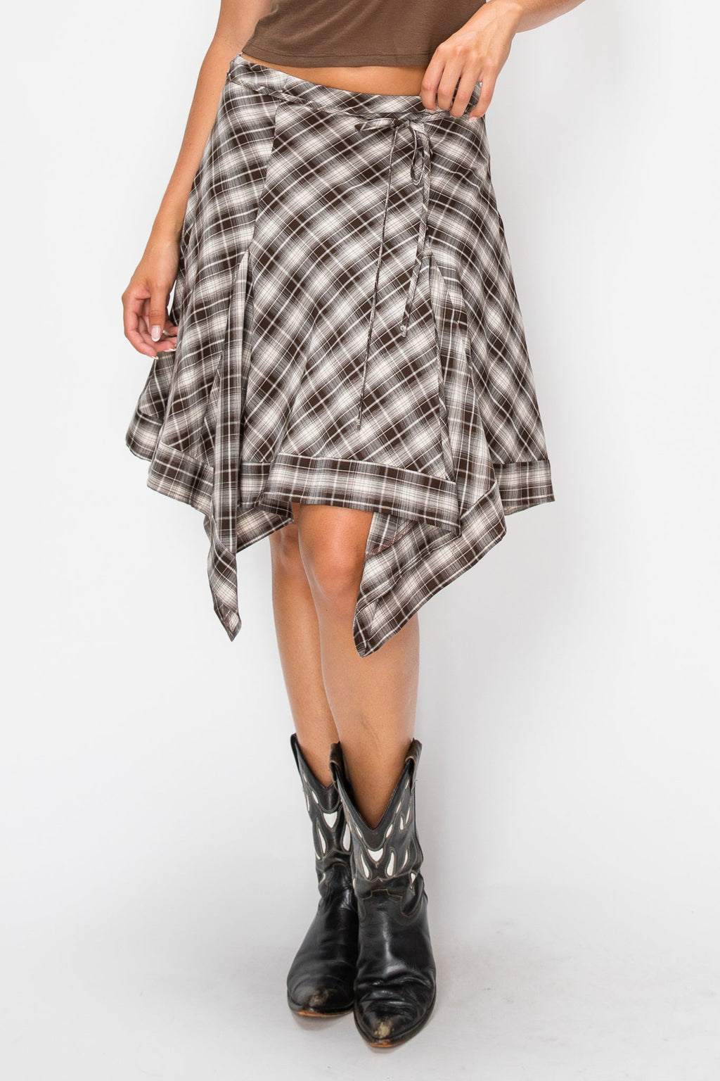 Plaid Handkerchief Hem Skirt
