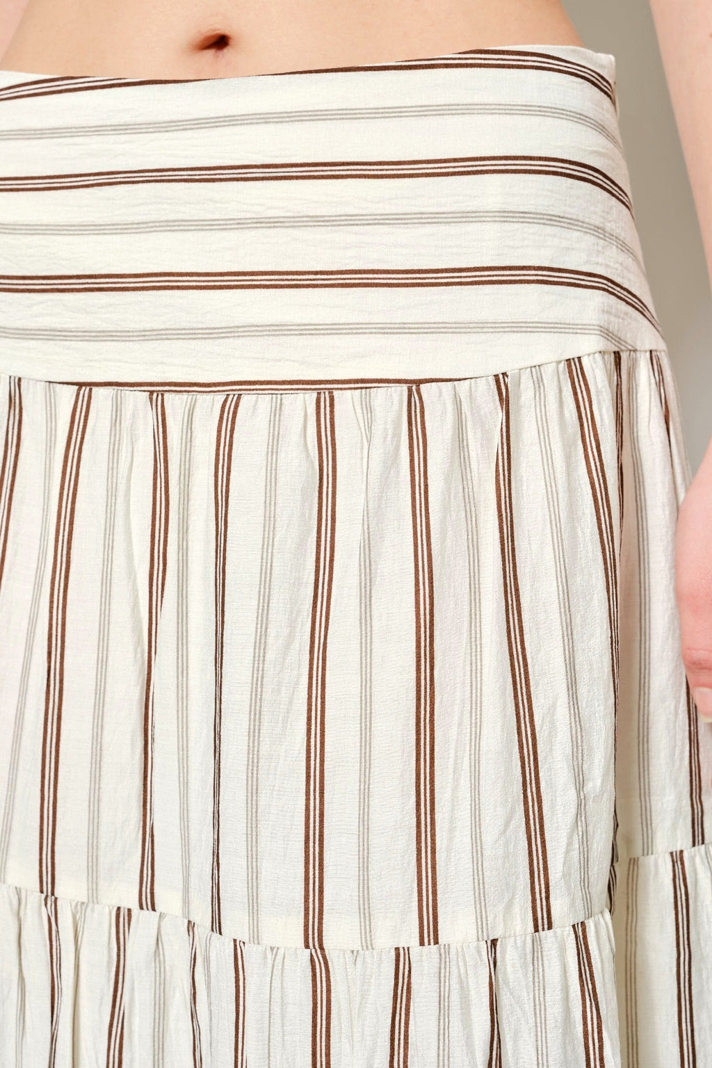 Striped Tiered Maxi Skirt