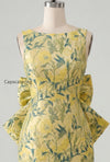 floral-pink-green-tight-boat-neck-short-homecoming-dress-with-bow