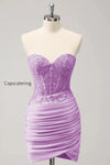 lilac-strapless-corset-pleated-tight-homecoming-dress-with-appliques