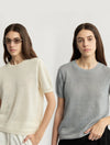 Textured Banana Linen Breathable Knit Tee - Relaxed Luxury Crewneck Summer Top