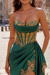 strapless-corset-ruched-short-sparkly-dark-green-appliqued-homecoming-dress-with-ruffles