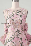 floral-pink-green-tight-boat-neck-short-homecoming-dress-with-bow