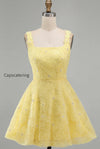 light-yellow-floral-a-line-beaded-bubble-short-homecoming-dress