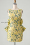 floral-pink-green-tight-boat-neck-short-homecoming-dress-with-bow