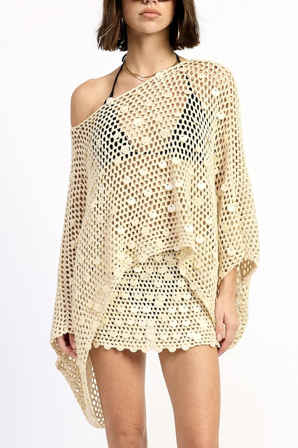Shell Trim Crochet Mini Skirt