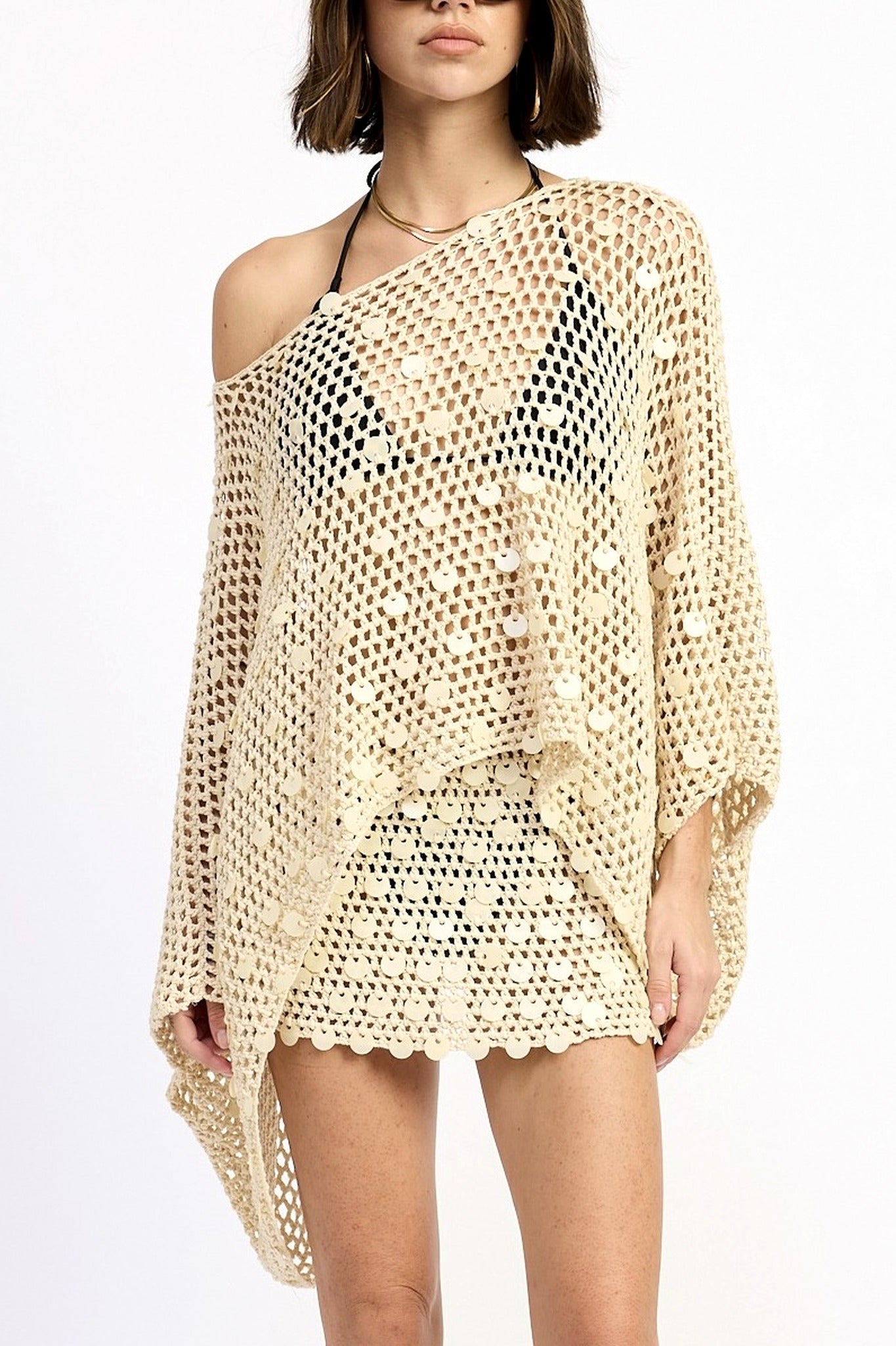 Shell Trim Crochet Mini Skirt