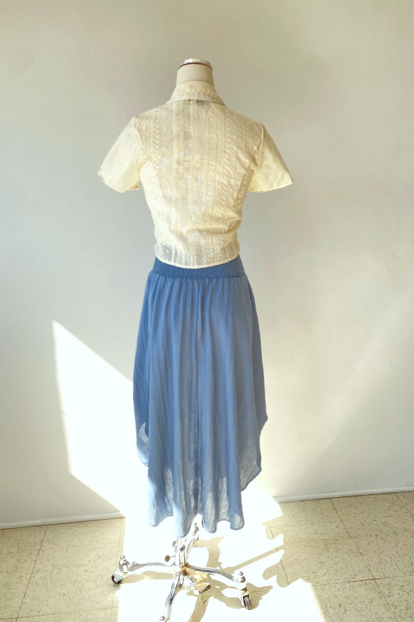 Smocked Waist Flowy Midi Skirt