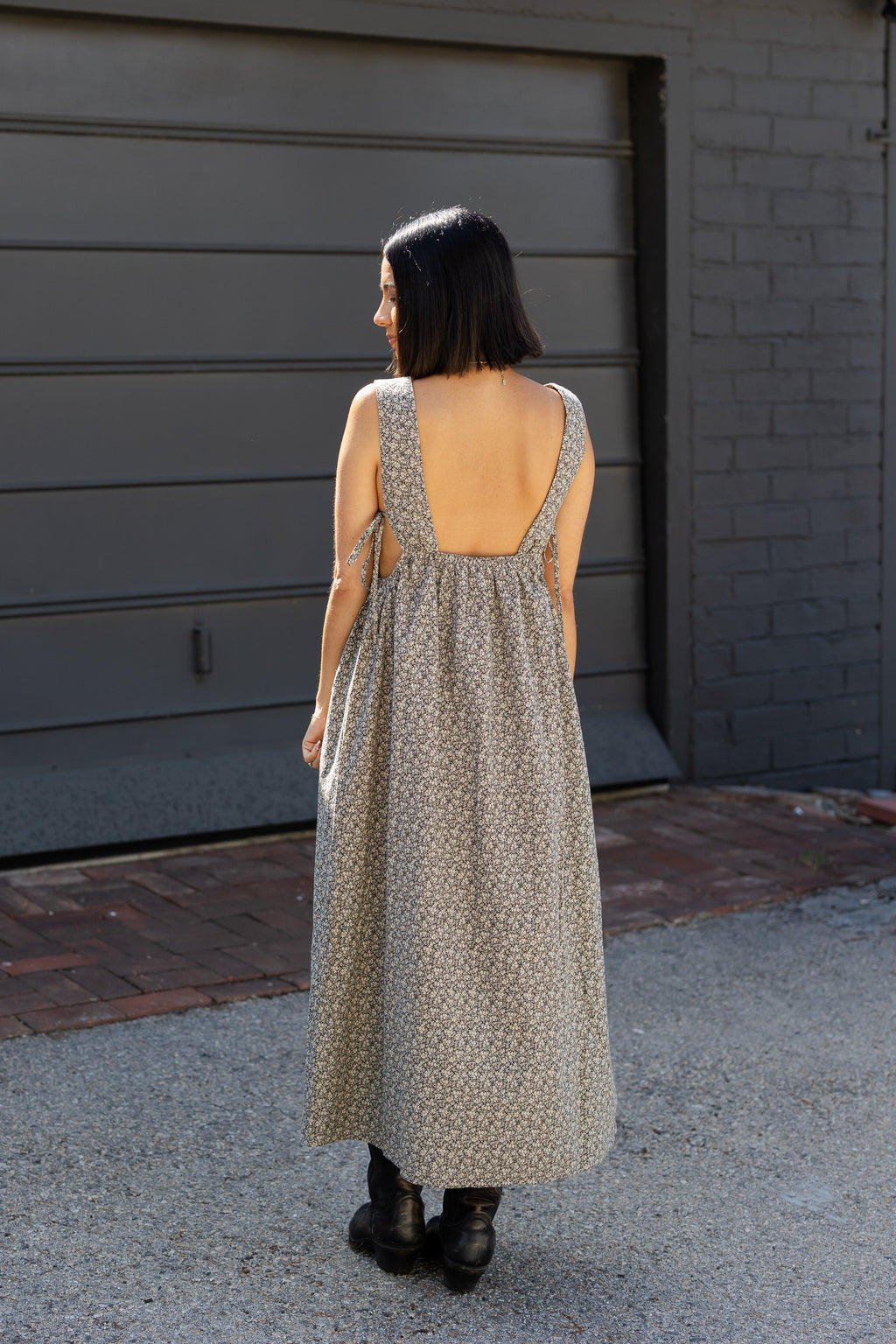 Side Tie Floral Maxi Dress