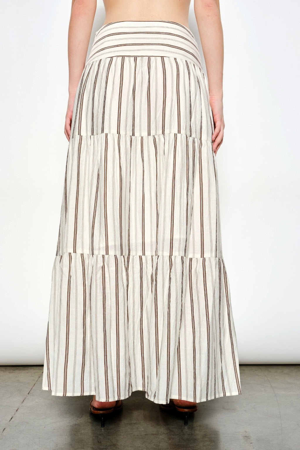 Striped Tiered Maxi Skirt